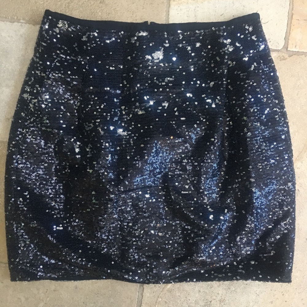 J Crew Black Sequin Mini Skirt